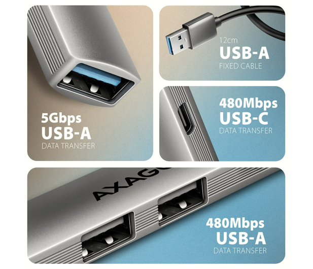 Axagon HUE-STA ALU STRIP USB-A 4 port hub - 1485468 - zdjęcie 3